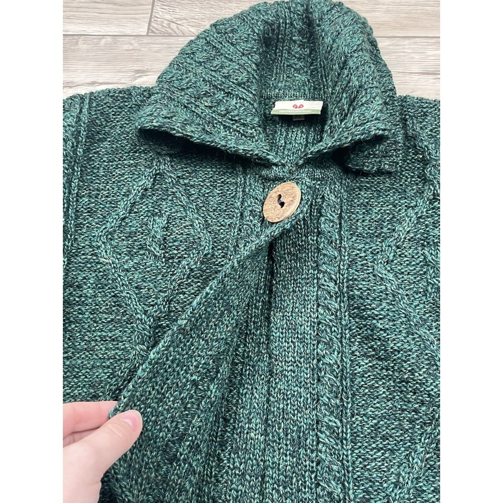 Carraig Donn Aran Green Cardigan Sweater Women XL 100 Pure New Wool Made Ireland - Picture 5 of 13